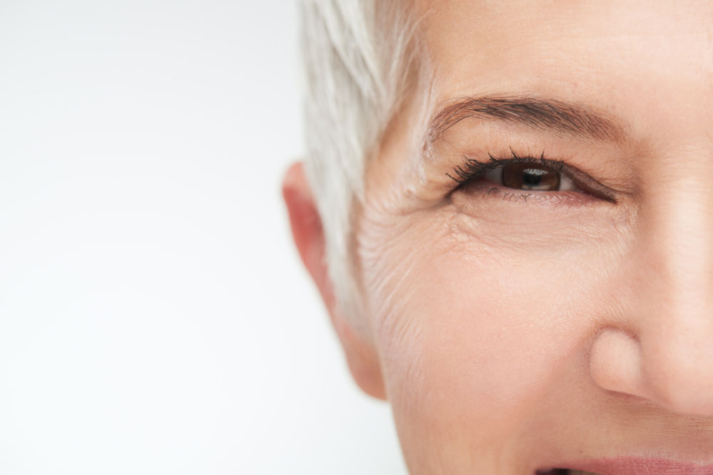 Close up of a smiling woman's eye