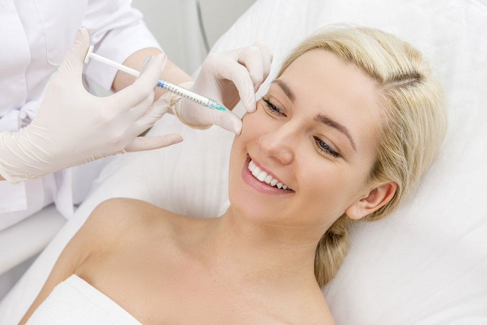 Woman receiving injection